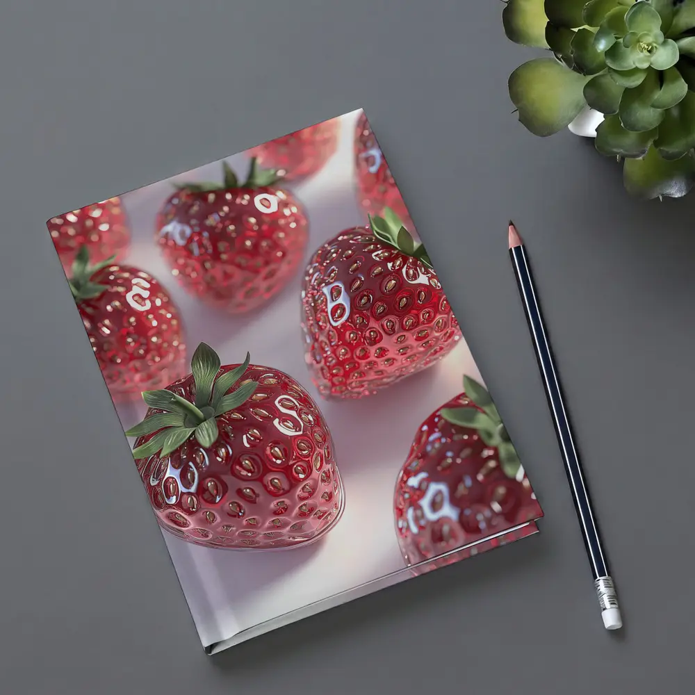 Glass Strawberries Shiny Red on White – Notebooks
