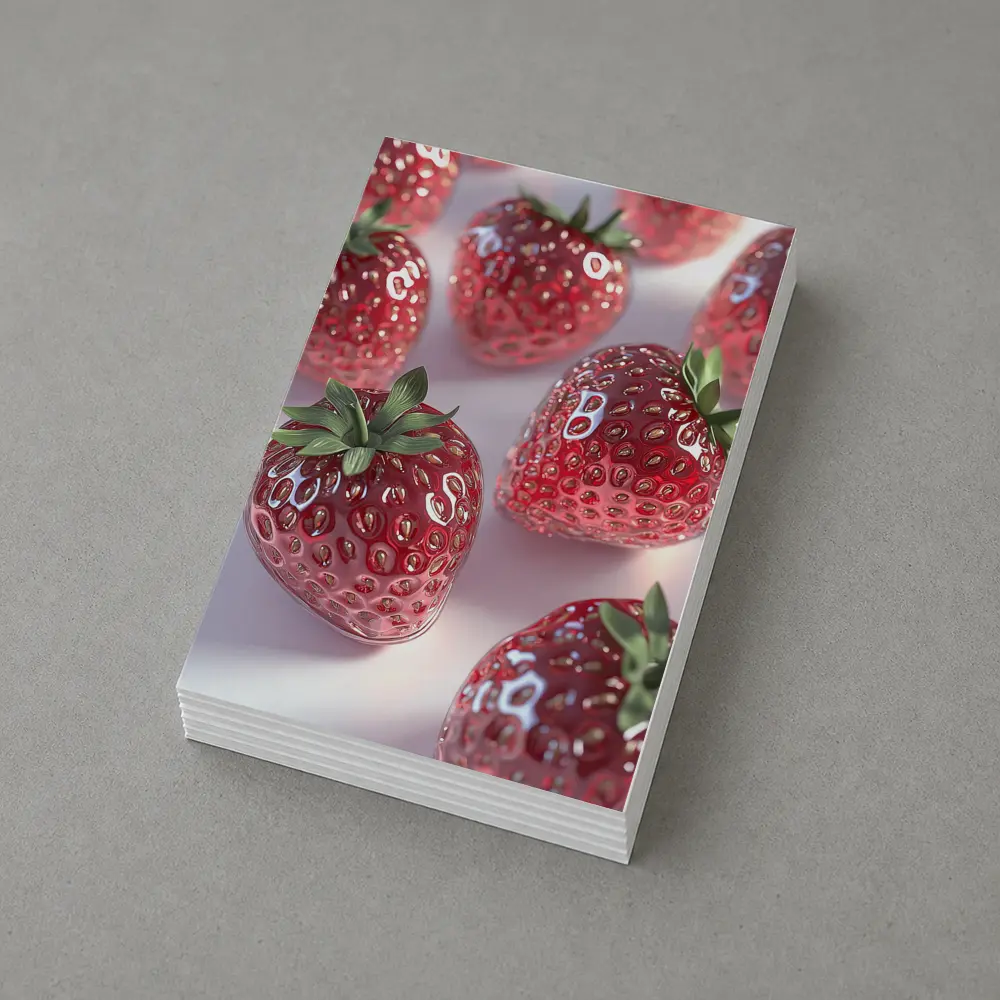Glass Strawberries Shiny Red on White – Postcards