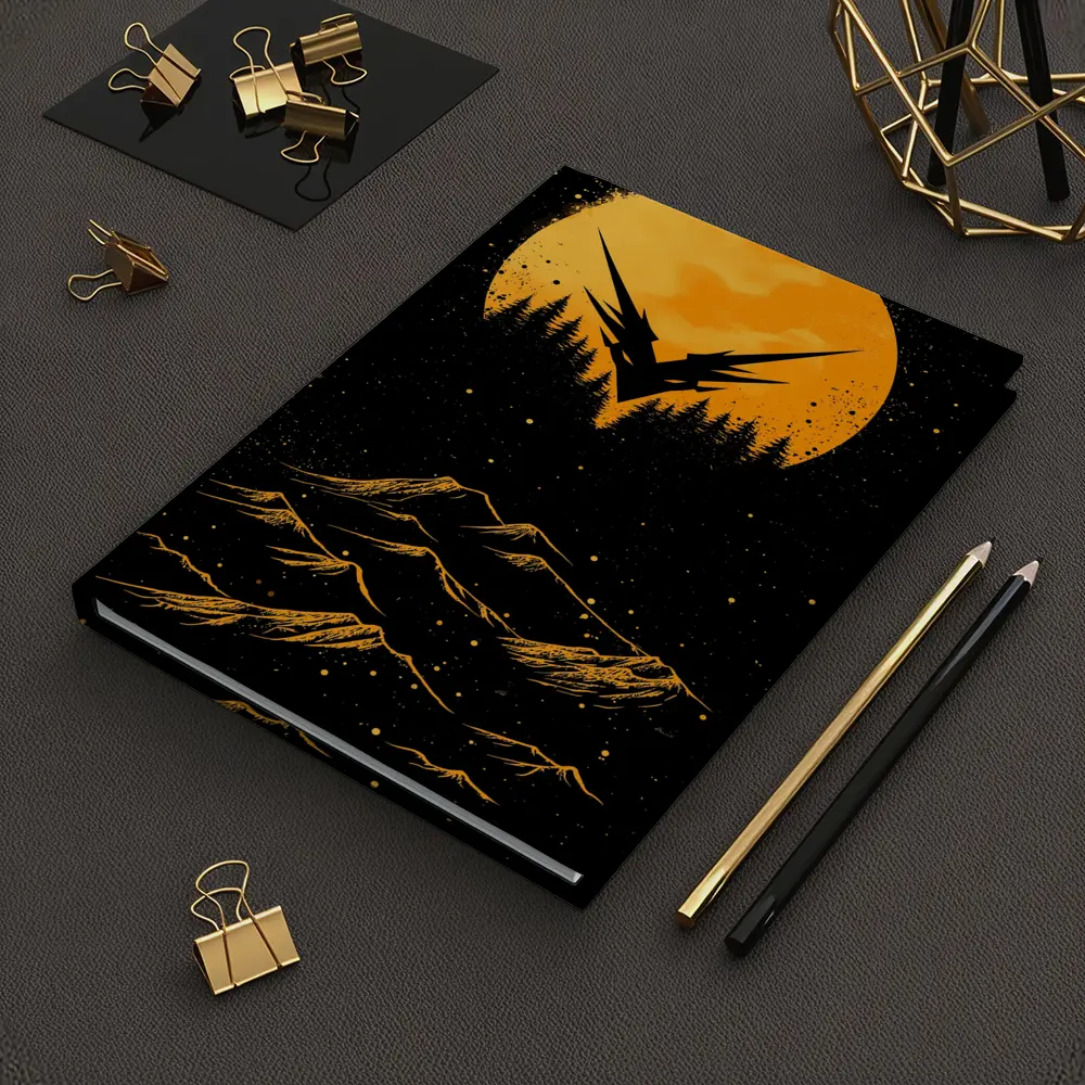 Eagle Symbol Orange Moon Mountain Night – Notebooks