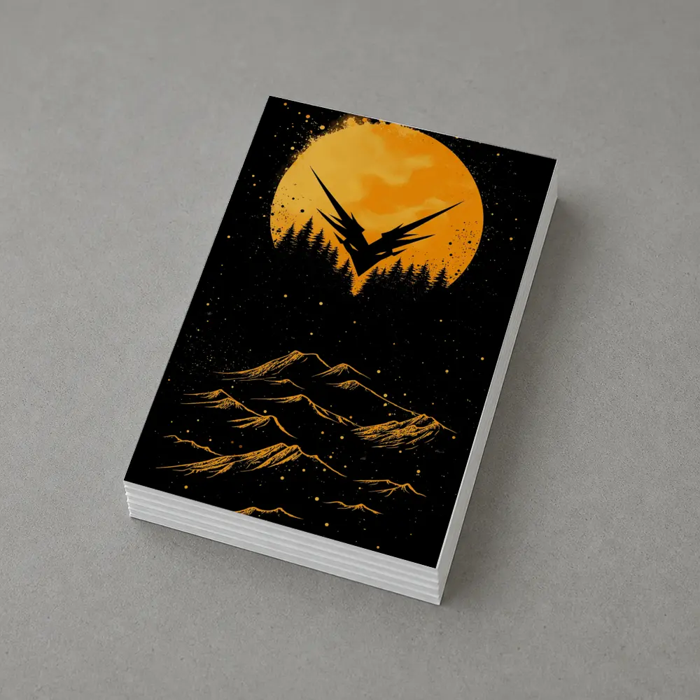 Eagle Symbol Orange Moon Mountain Night – Postcards