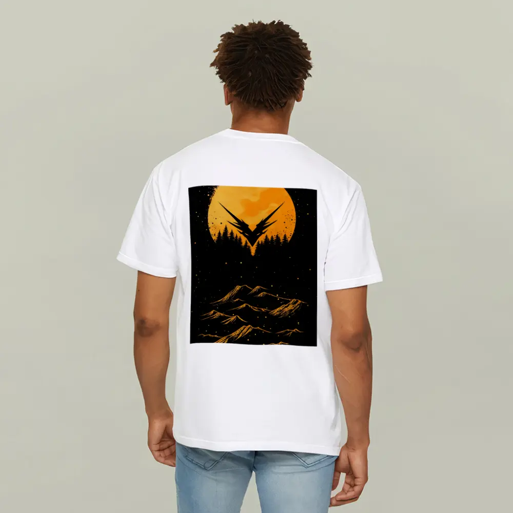 Eagle Symbol Orange Moon Mountain Night – T-Shirts