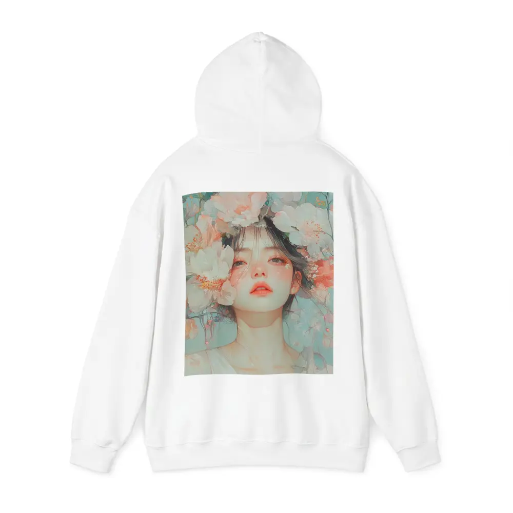 Anime Girl Portrait Surrounded By Flowers – Hoodies