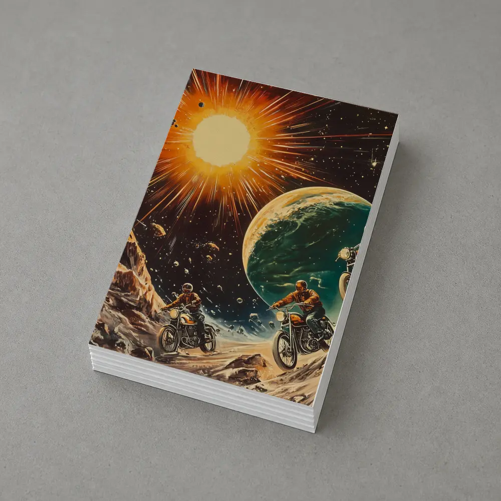Retro Sci Fi Motorcycles Racing Through Space – Postcards