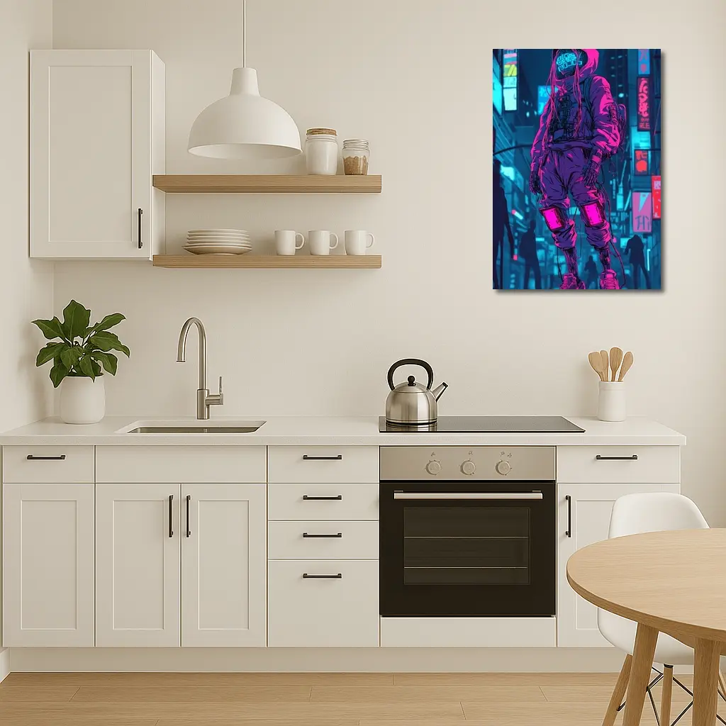 Cyberpunk Street Fighter Neon City Night – Wall Art