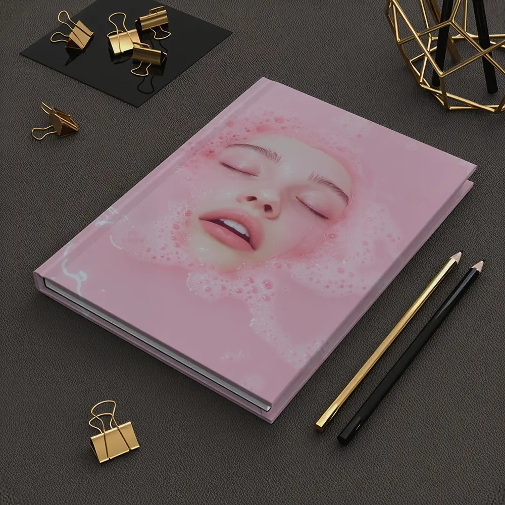Woman Face Submerged Pink Bubble Bath – Notebooks