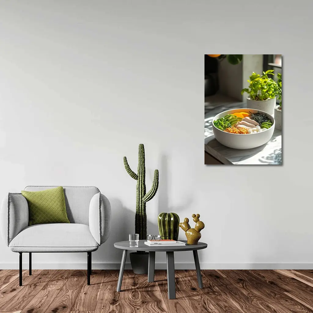 Asian Poke Bowl Sunny Kitchen Setting – Wall Art