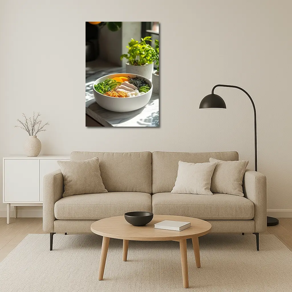 Asian Poke Bowl Sunny Kitchen Setting – Wall Art