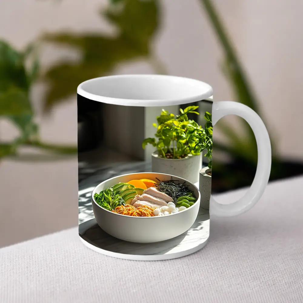 Asian Poke Bowl Sunny Kitchen Setting – Mugs