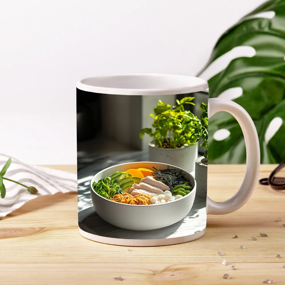 Asian Poke Bowl Sunny Kitchen Setting – Mugs