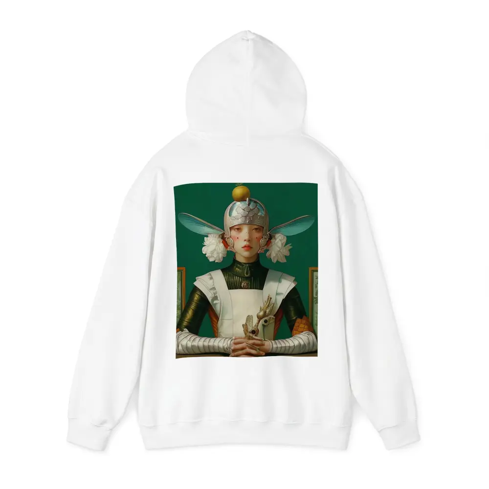 Fantasy Girl Dragonfly Helmet Green Background – Hoodies
