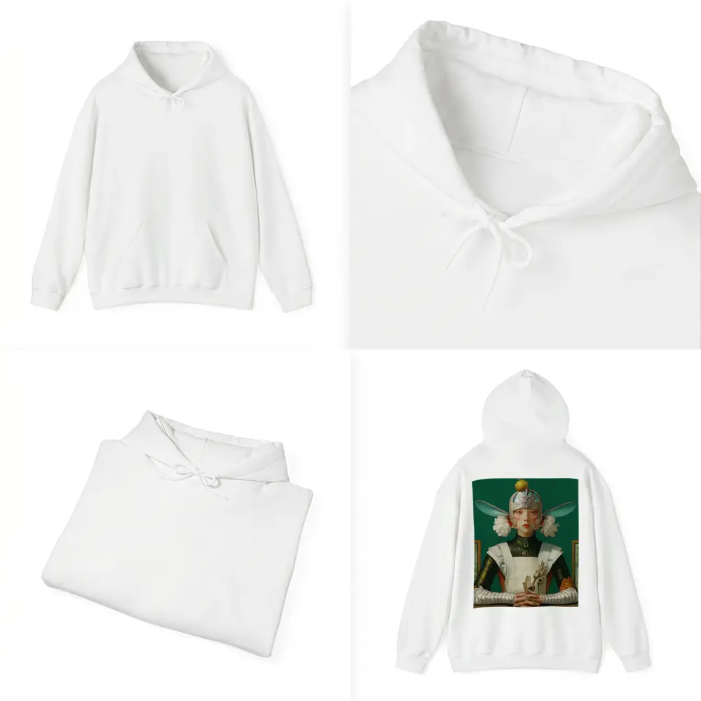 Fantasy Girl Dragonfly Helmet Green Background – Hoodies