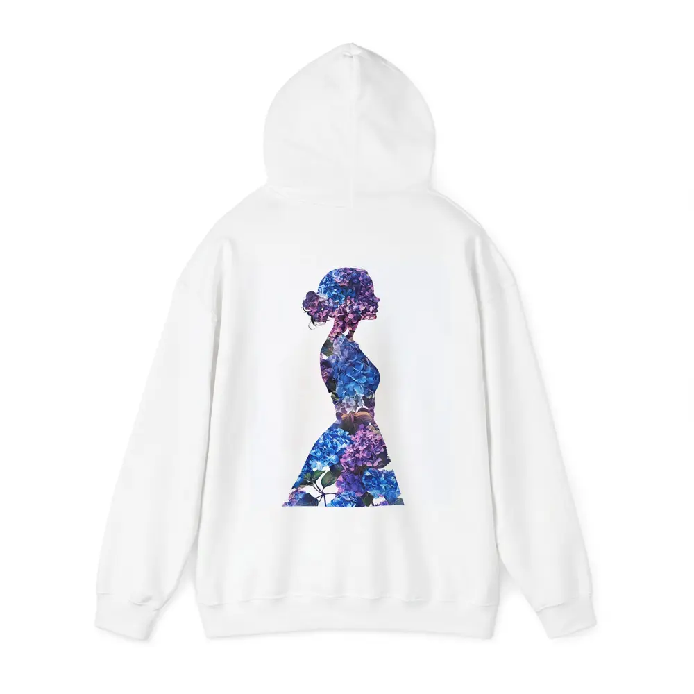 Woman Silhouette Filled With Blue Hydrangeas – Hoodies