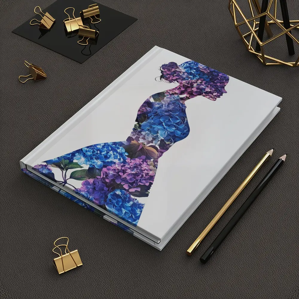 Woman Silhouette Filled With Blue Hydrangeas – Notebooks