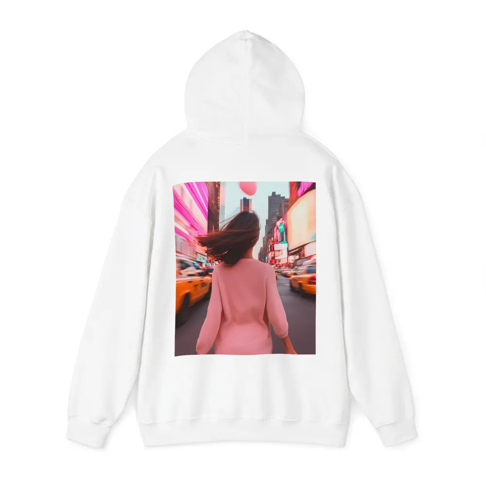 Woman Walking Pink Neon New York City – Hoodies