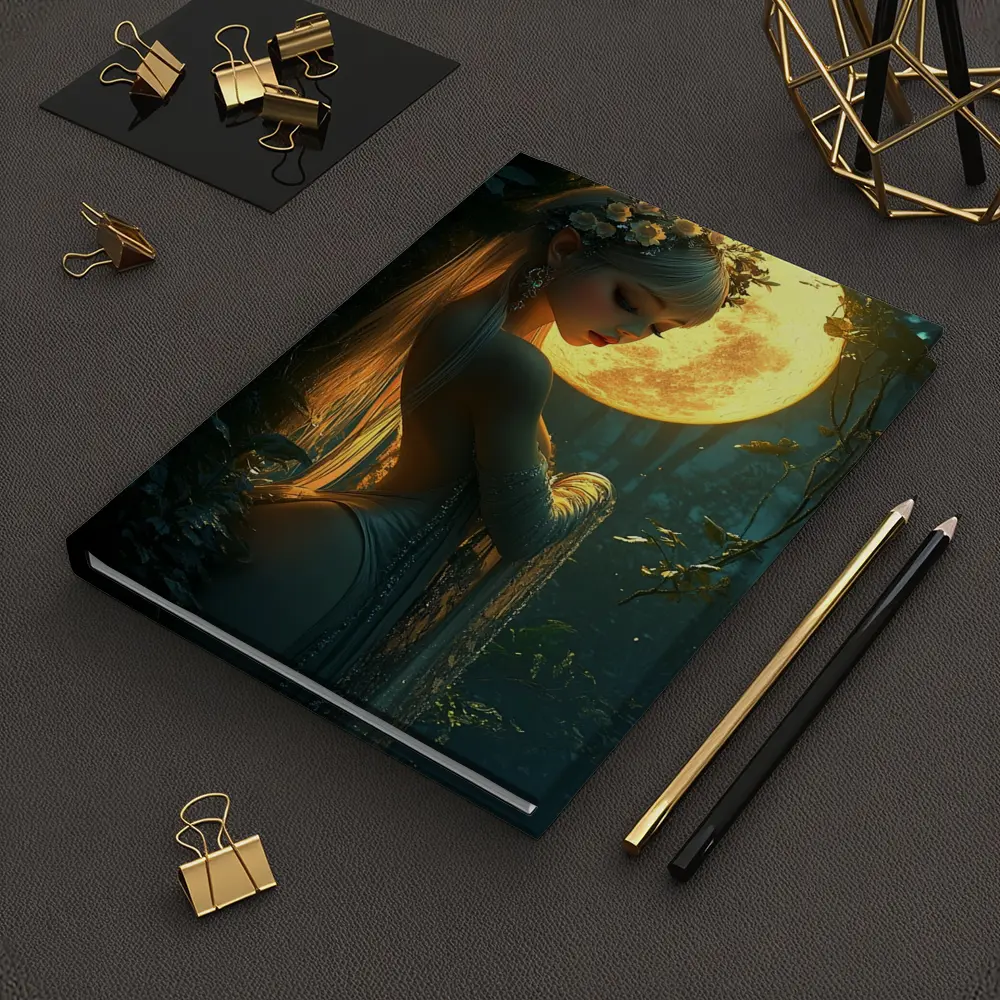 Fantasy Forest Goddess Glowing Full Moon – Notebooks