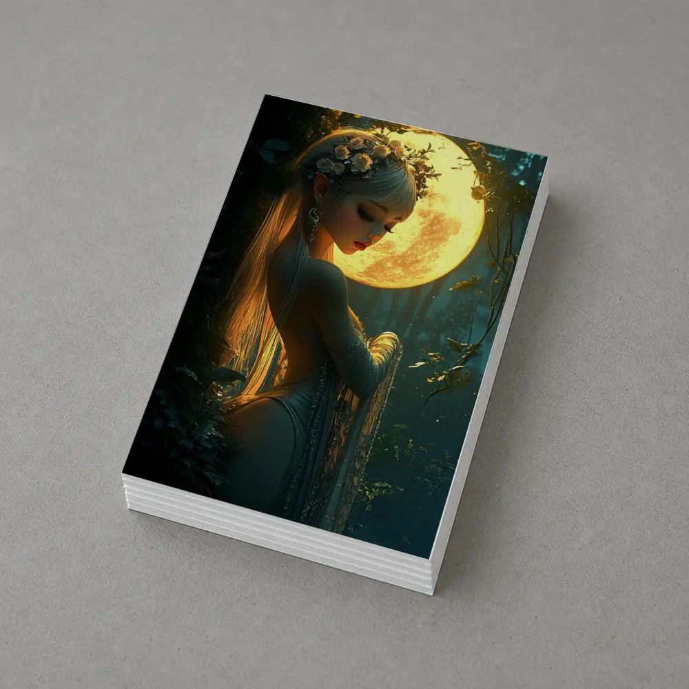 Fantasy Forest Goddess Glowing Full Moon – Postcards