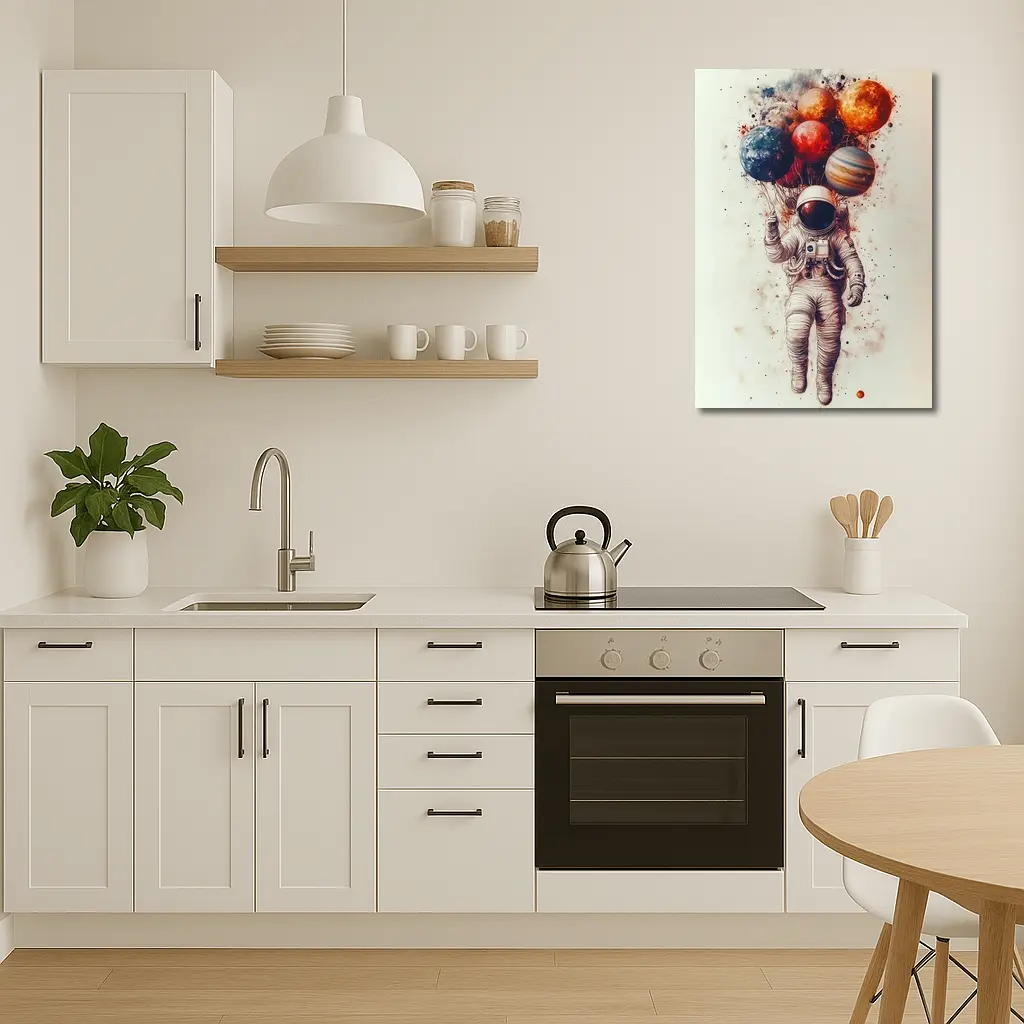 Astronaut Floating With Planet Balloons Art – Wall Art