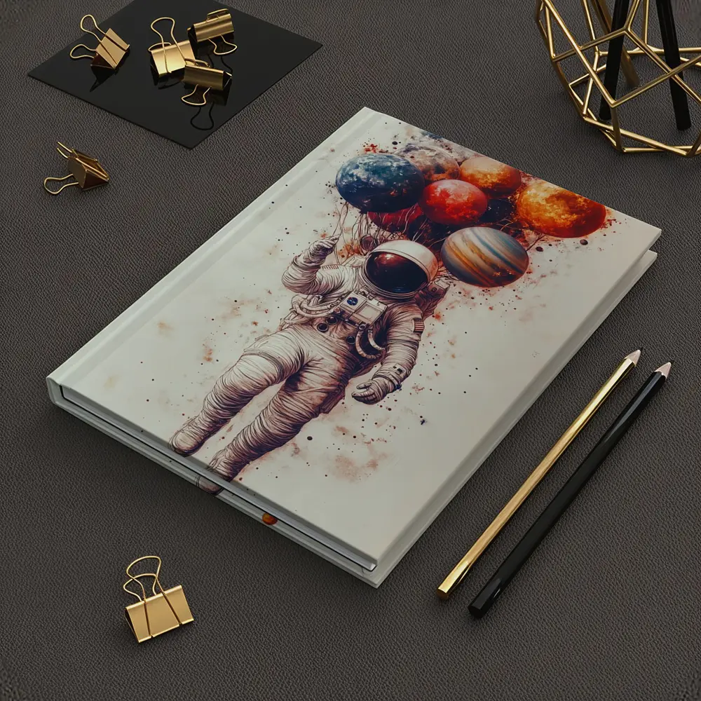 Astronaut Floating With Planet Balloons Art – Notebooks