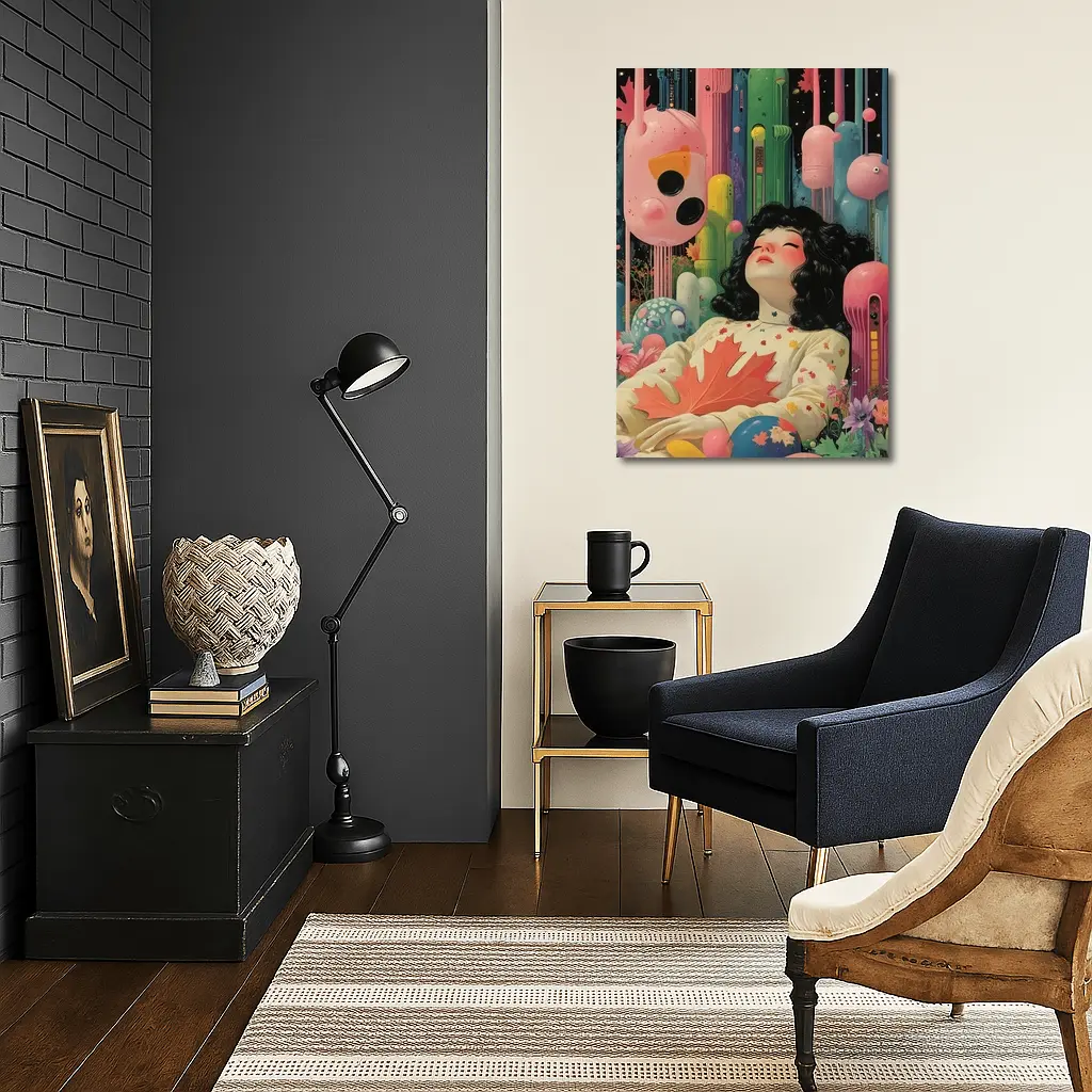 Dreaming Girl Surreal Colorful Fantasy World – Wall Art