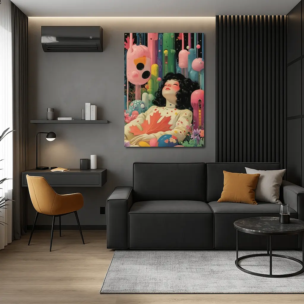 Dreaming Girl Surreal Colorful Fantasy World – Wall Art