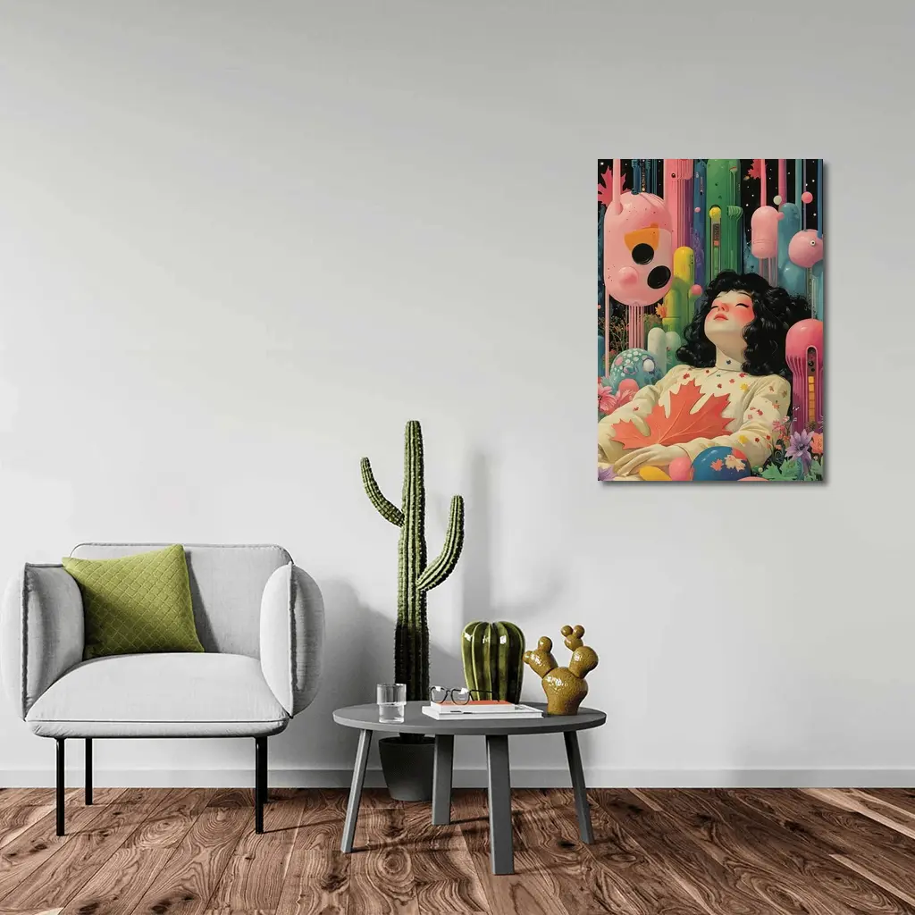 Dreaming Girl Surreal Colorful Fantasy World – Wall Art