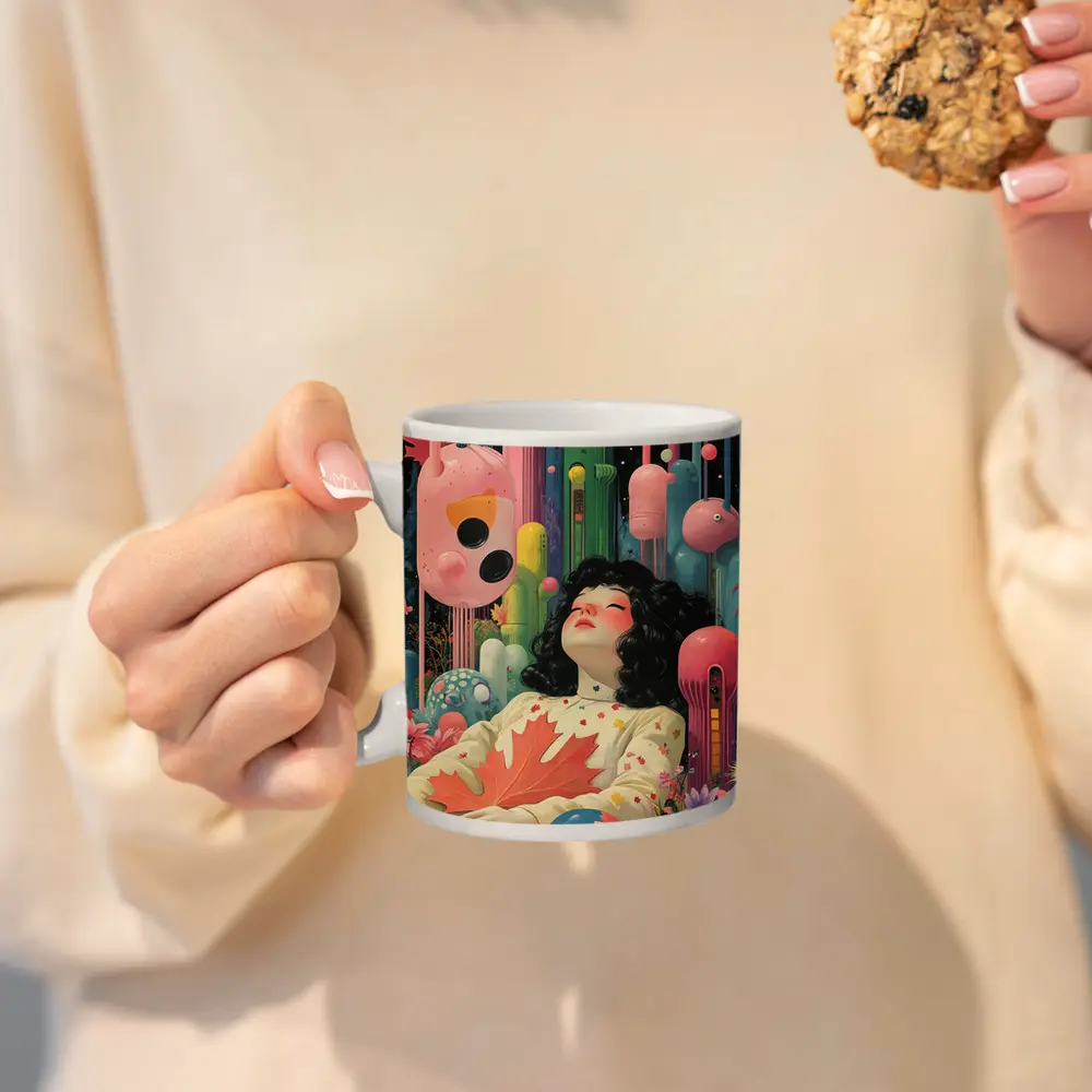 Dreaming Girl Surreal Colorful Fantasy World – Mugs