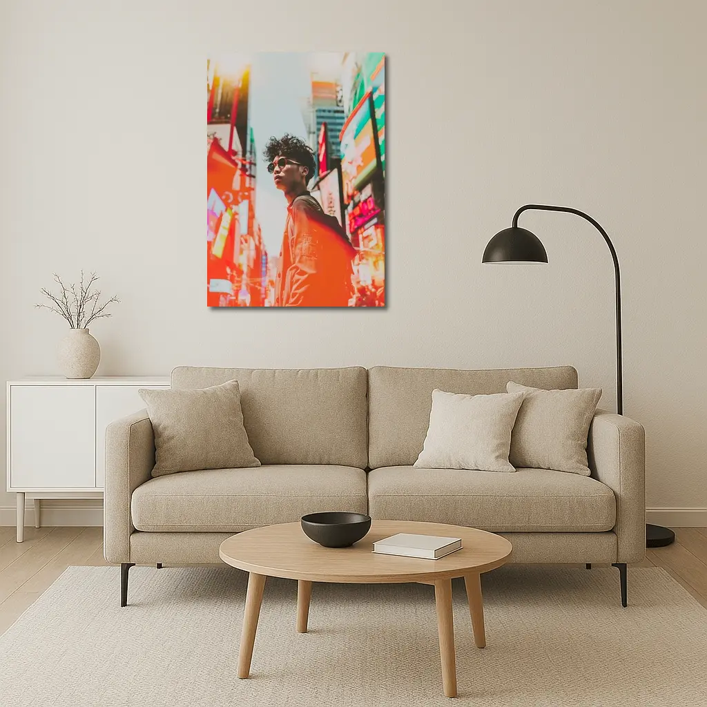 Young Man City Neon Streets Urban Style – Wall Art
