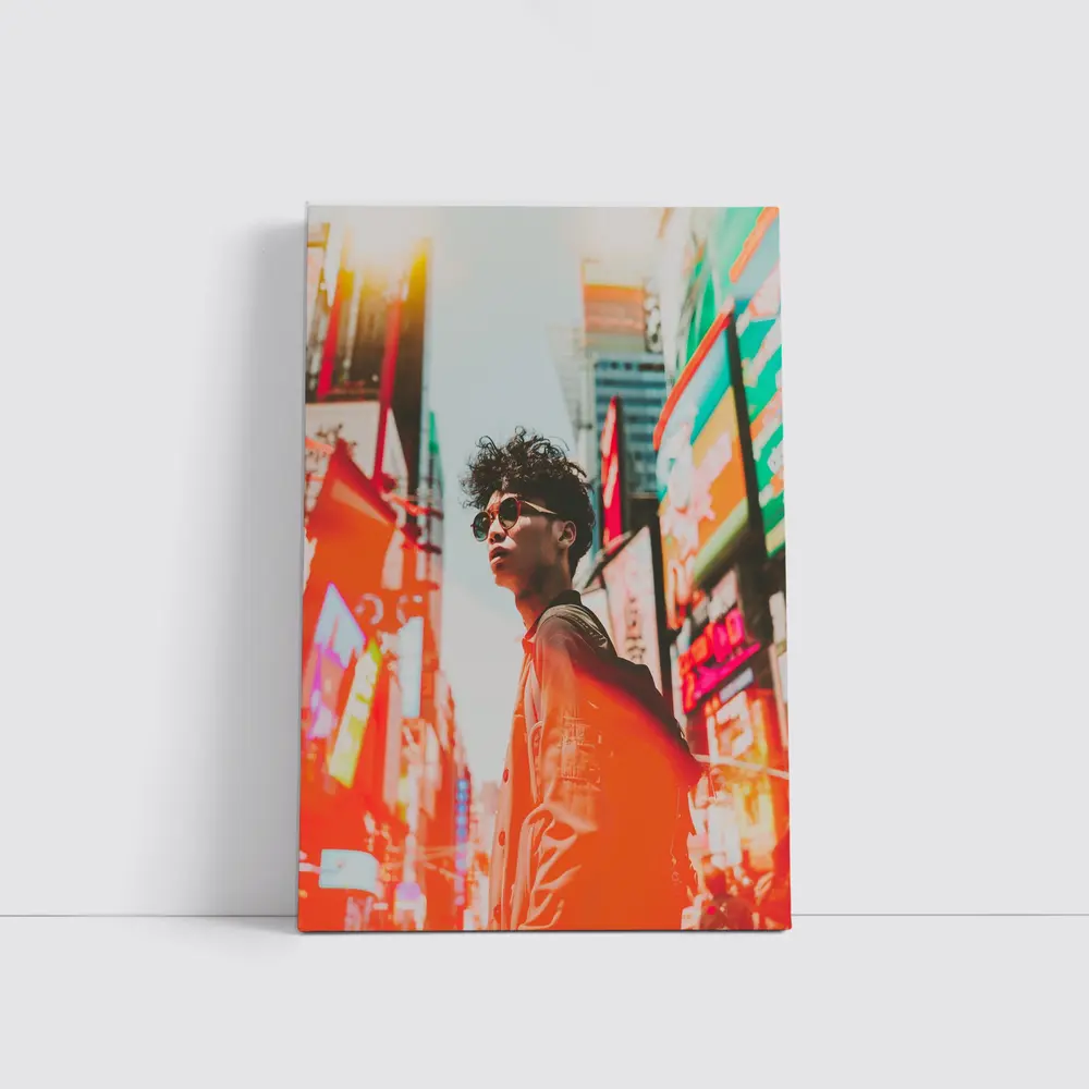 Young Man City Neon Streets Urban Style – Wall Art