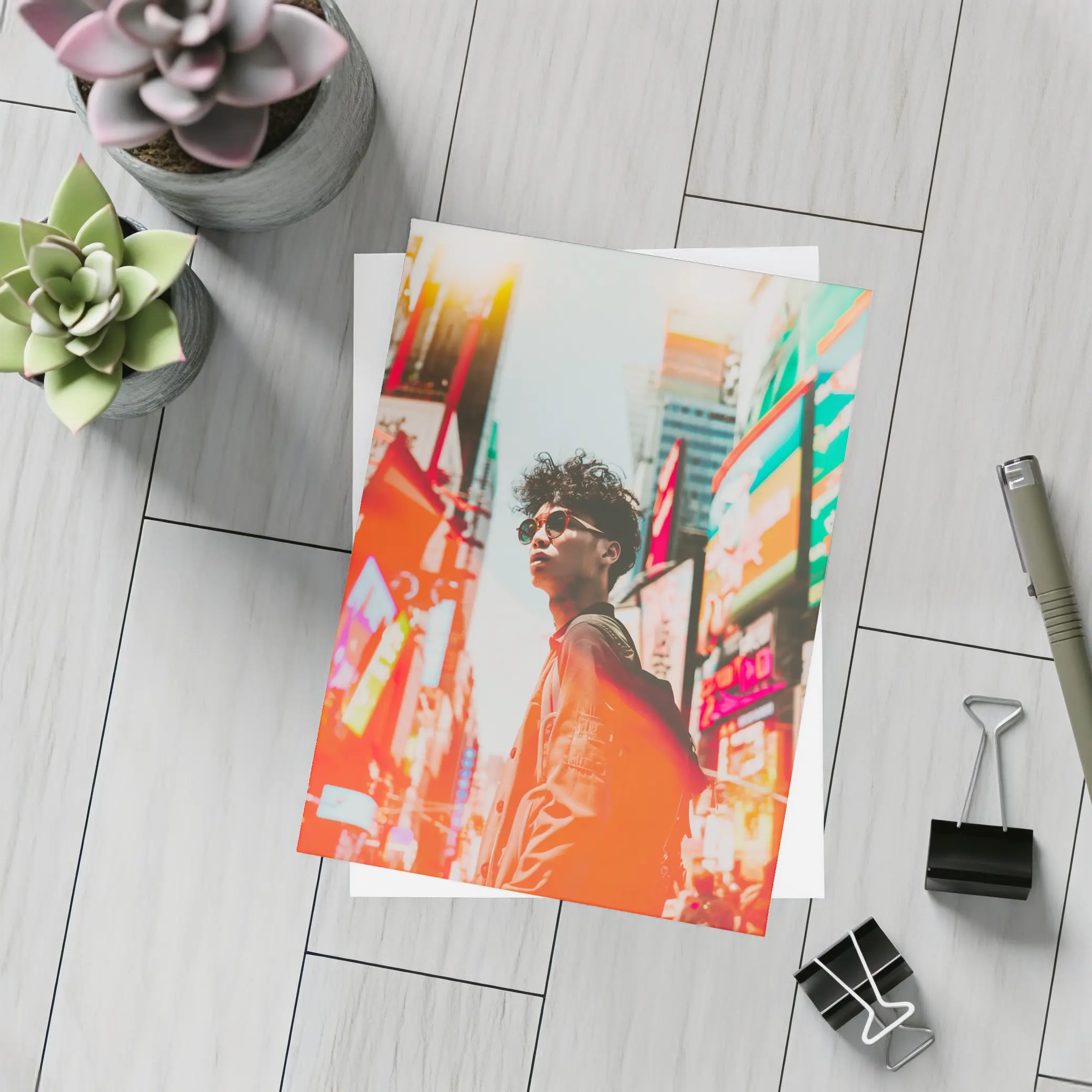 Young Man City Neon Streets Urban Style – Postcards