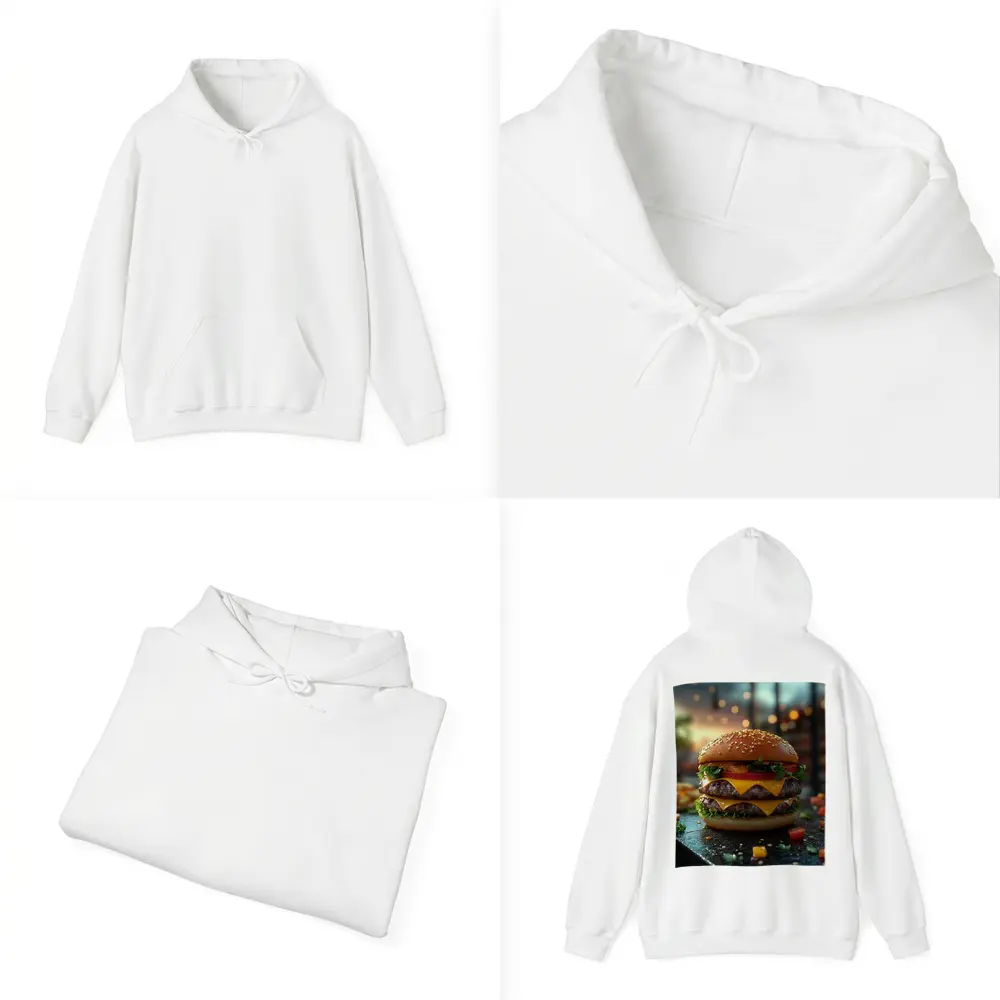 Double Cheeseburger Glowing Restaurant Background – Hoodies