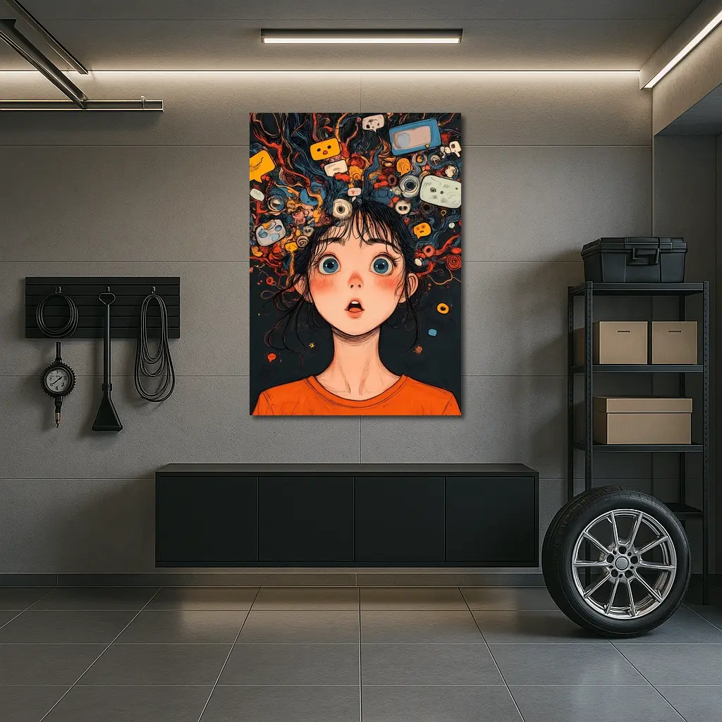 Anime Girl Mind Overloaded Social Media Art – Wall Art