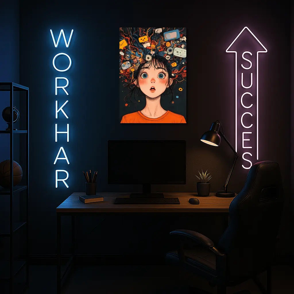 Anime Girl Mind Overloaded Social Media Art – Wall Art