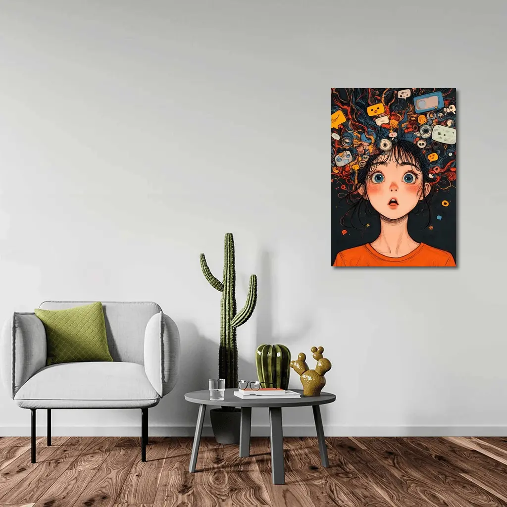 Anime Girl Mind Overloaded Social Media Art – Wall Art
