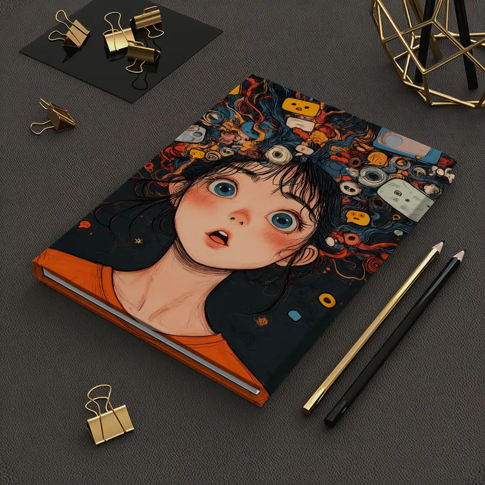 Anime Girl Mind Overloaded Social Media Art – Notebooks