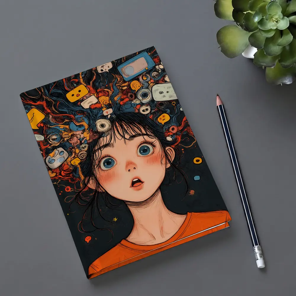 Anime Girl Mind Overloaded Social Media Art – Notebooks