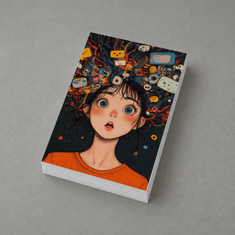Anime Girl Mind Overloaded Social Media Art – Postcards
