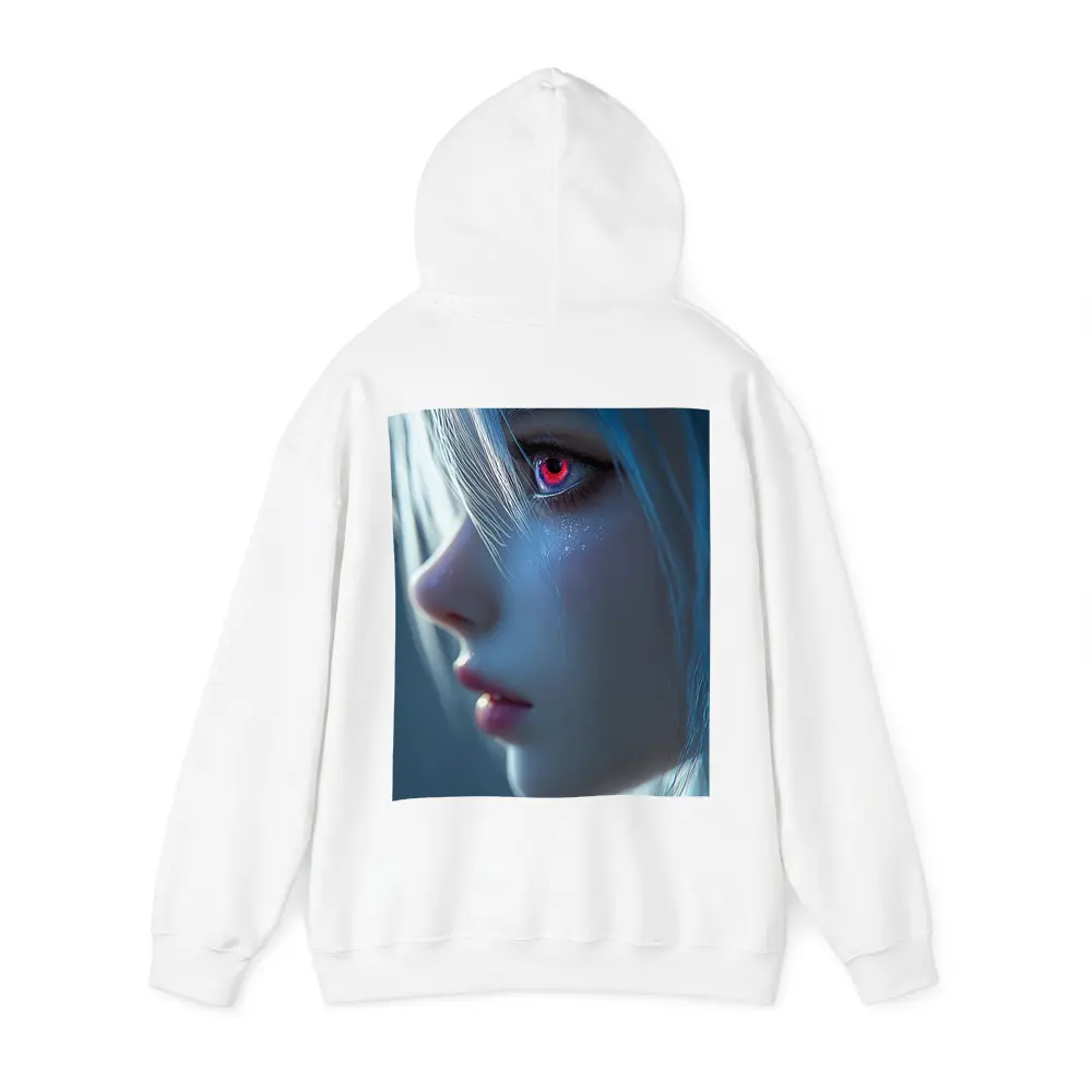 Anime Girl Blue Hair Red Glowing Eye – Hoodies