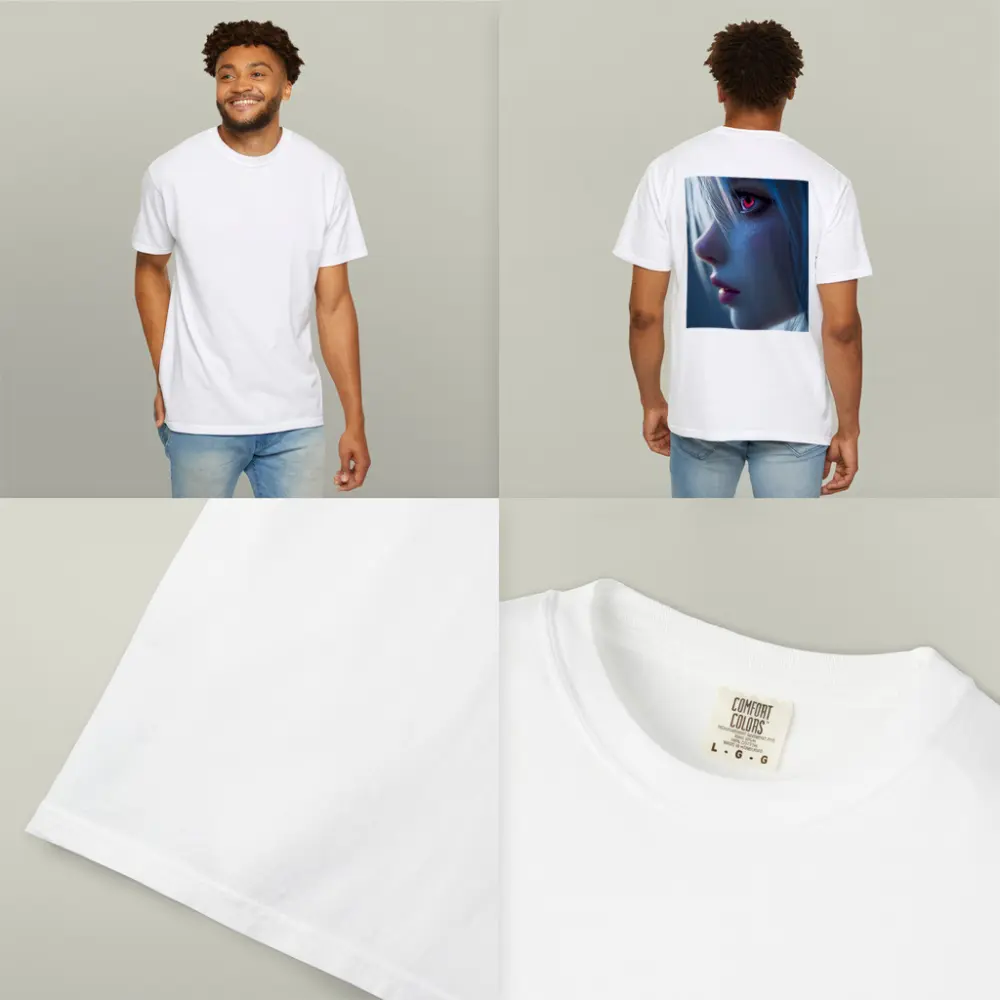 Anime Girl Blue Hair Red Glowing Eye – T-Shirts