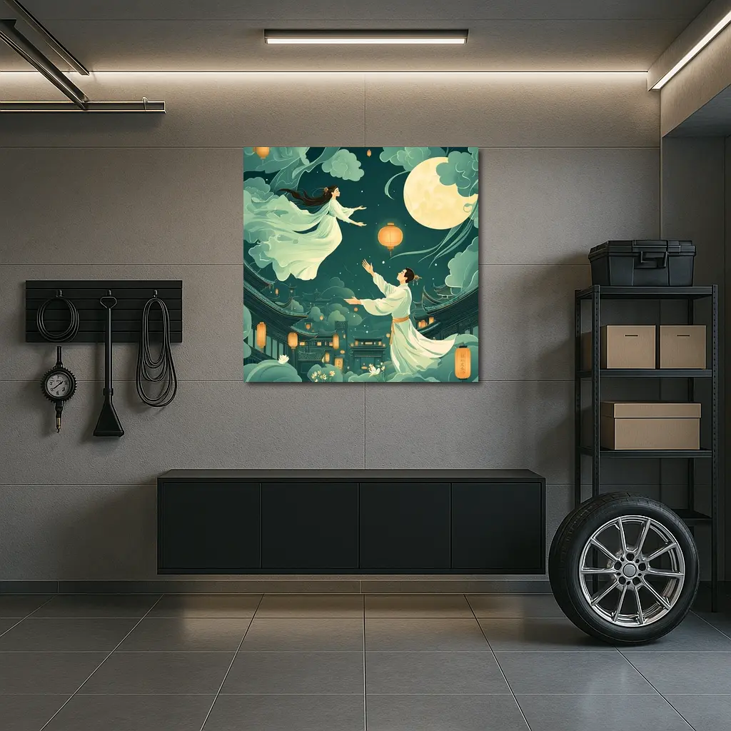 Chinese Moon Festival Legend Illustration Night Sky – Wall Art