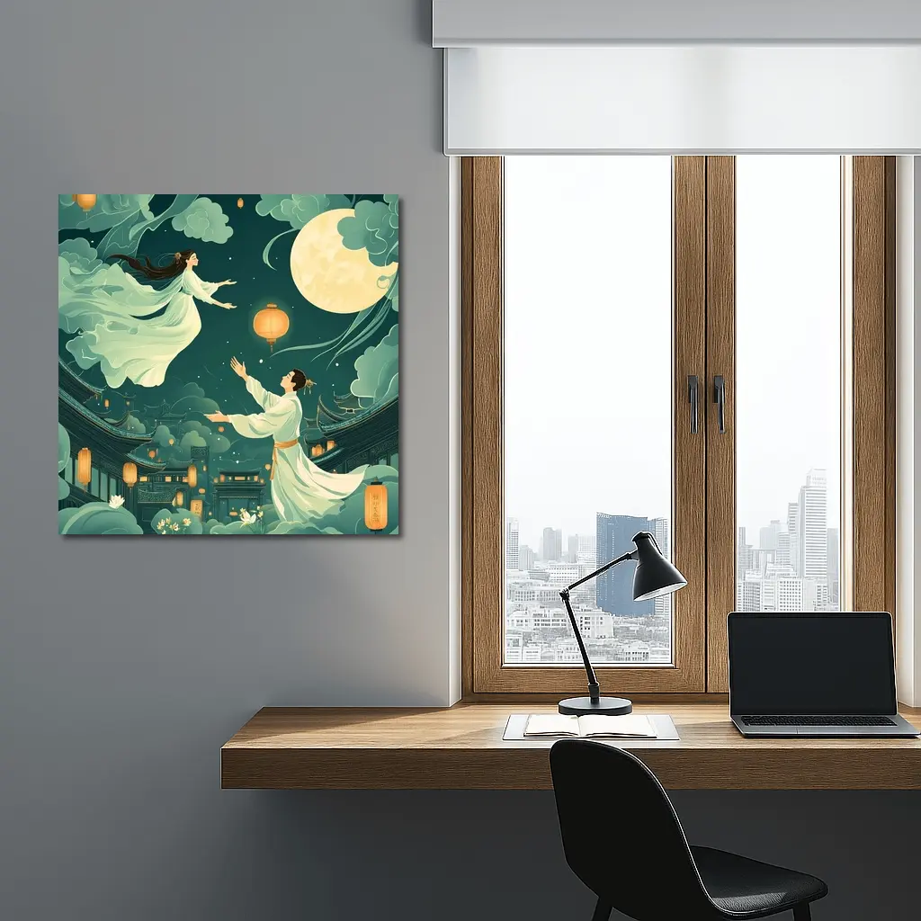 Chinese Moon Festival Legend Illustration Night Sky – Wall Art