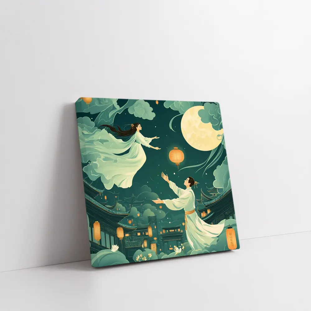 Chinese Moon Festival Legend Illustration Night Sky – Wall Art