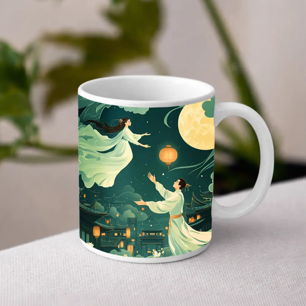 Chinese Moon Festival Legend Illustration Night Sky – Mugs