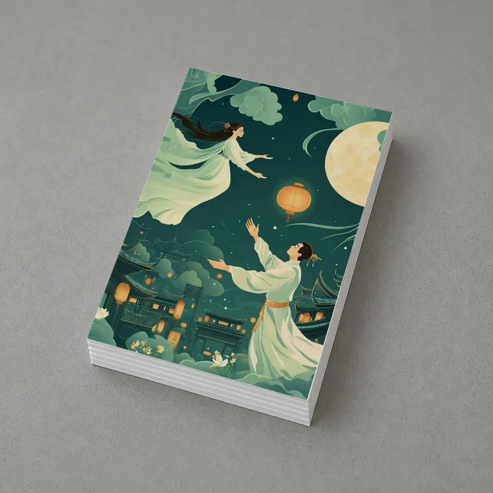 Chinese Moon Festival Legend Illustration Night Sky – Postcards