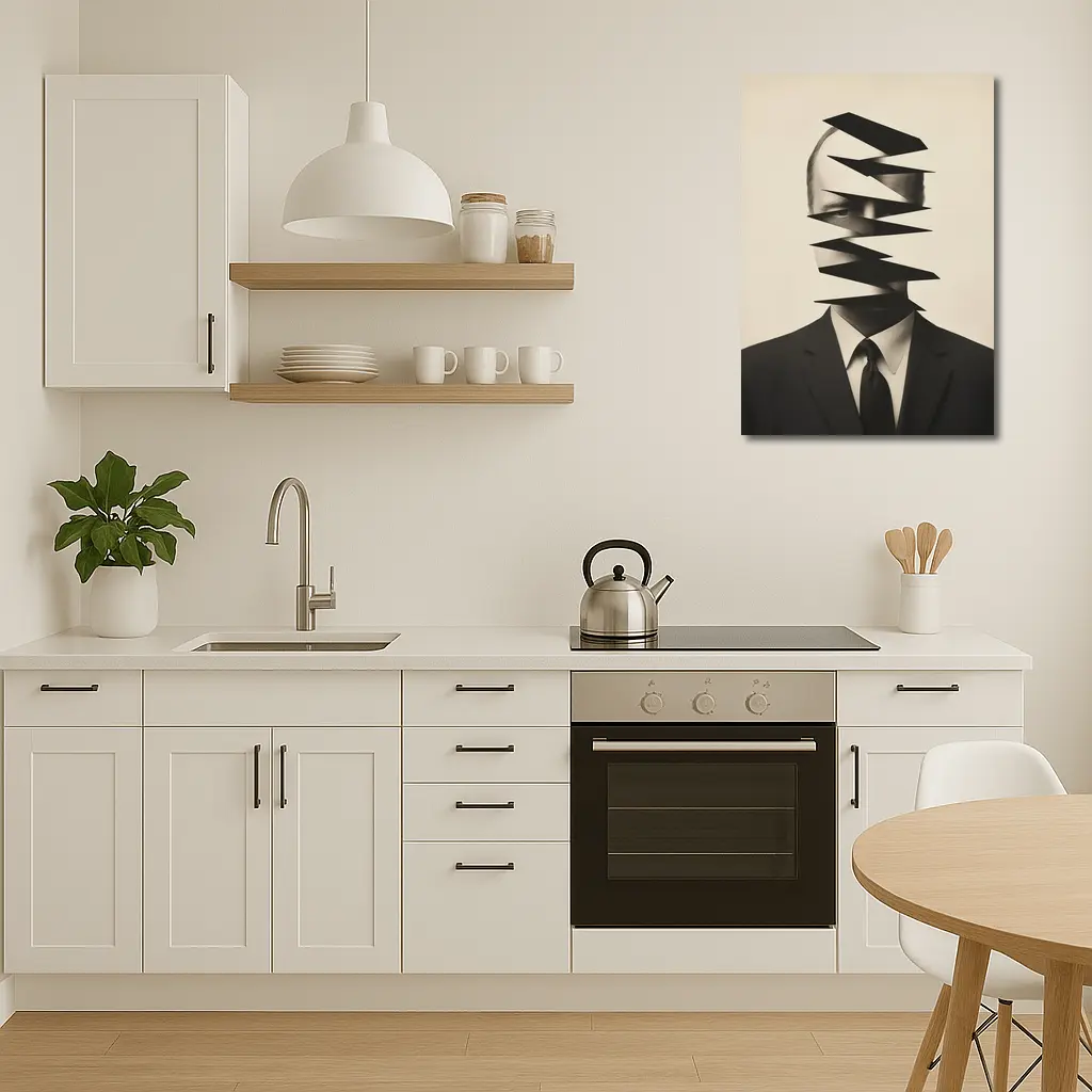 Fragmented Man Portrait Surreal Black White – Wall Art