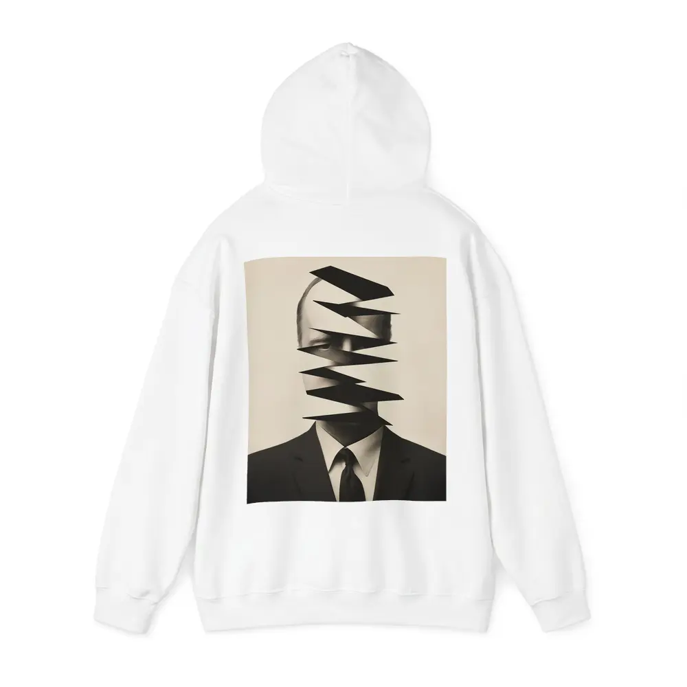 Fragmented Man Portrait Surreal Black White – Hoodies