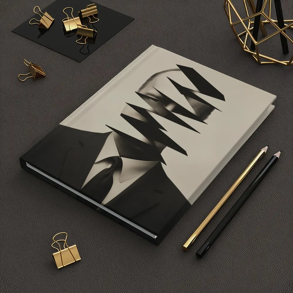 Fragmented Man Portrait Surreal Black White – Notebooks
