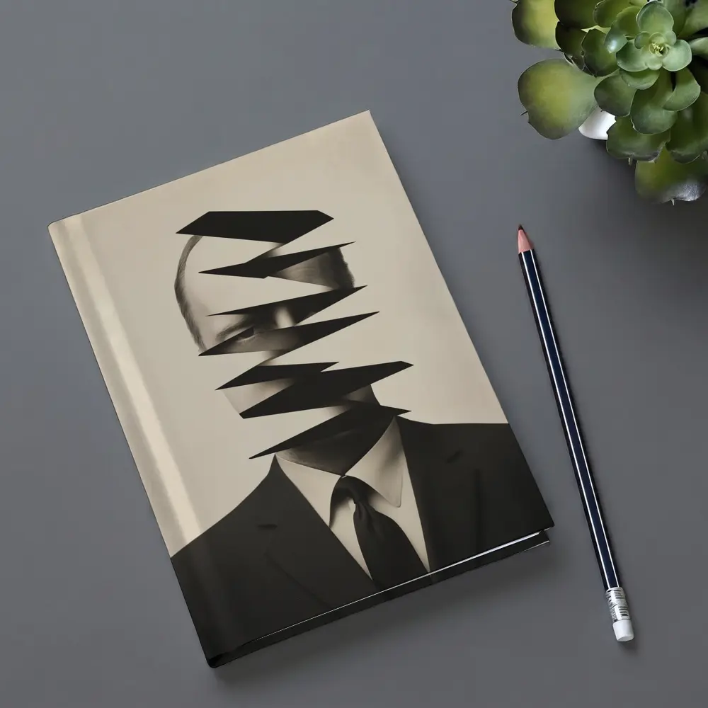 Fragmented Man Portrait Surreal Black White – Notebooks