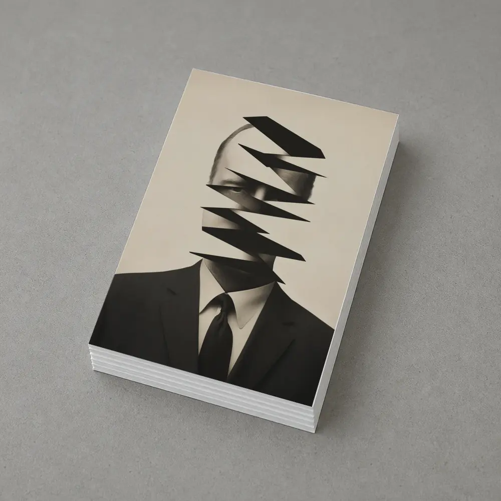 Fragmented Man Portrait Surreal Black White – Postcards