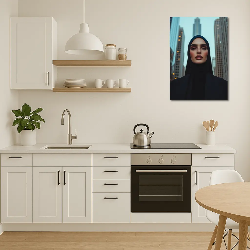 Woman in Hijab City Skyline Portrait – Wall Art