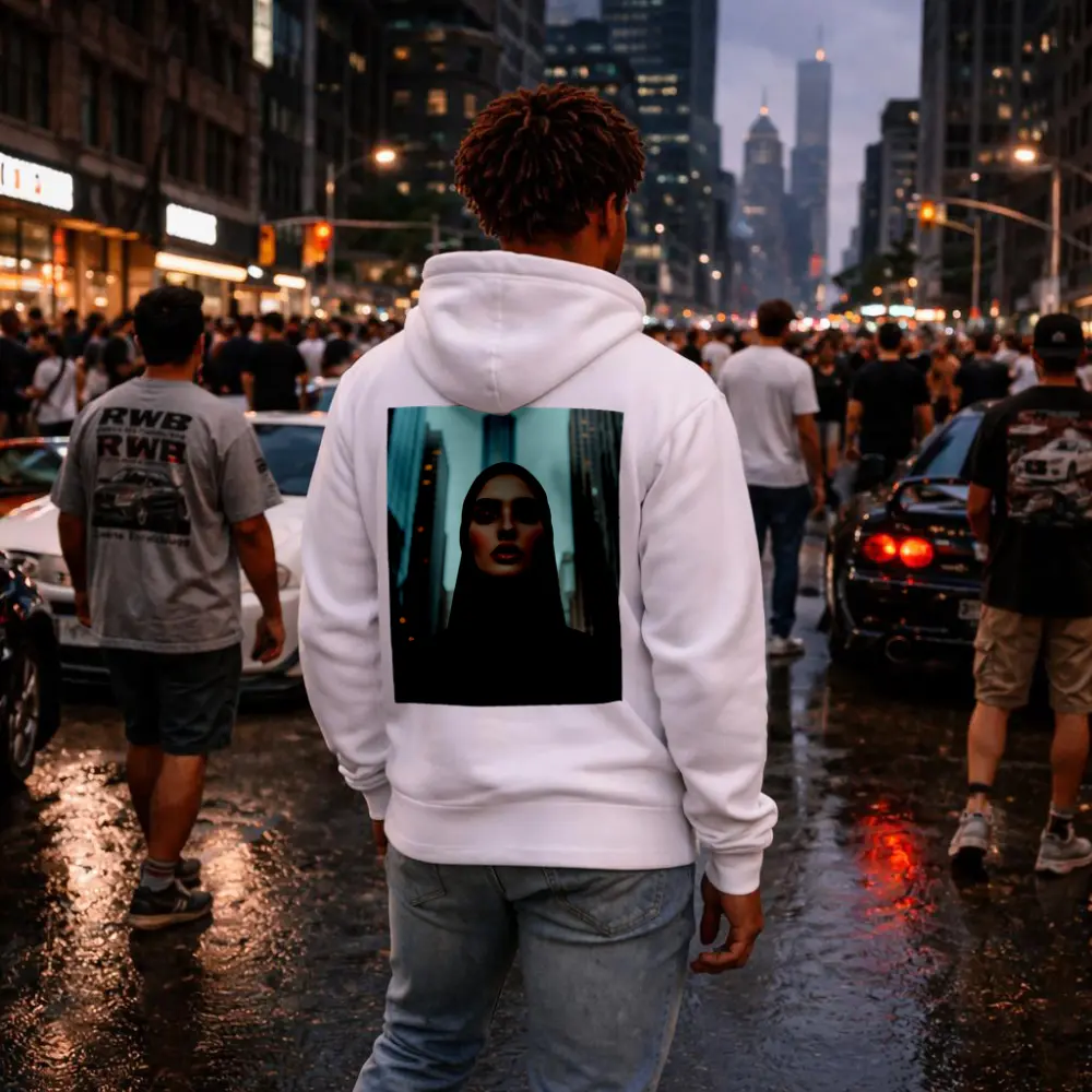 Woman in Hijab City Skyline Portrait – Hoodies